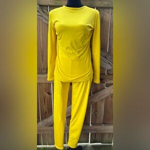Thermajane Yellow Long Johns Thermal Underwear For Cold Weather Layering Size M